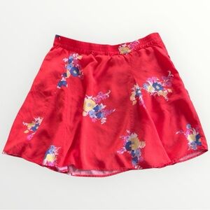 ModCloth Red Lined Flowy Skirt Size Large Mini Skirt Spring Side Zipper
